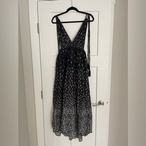 Love Shack Fancy Black Floral Halter Dress